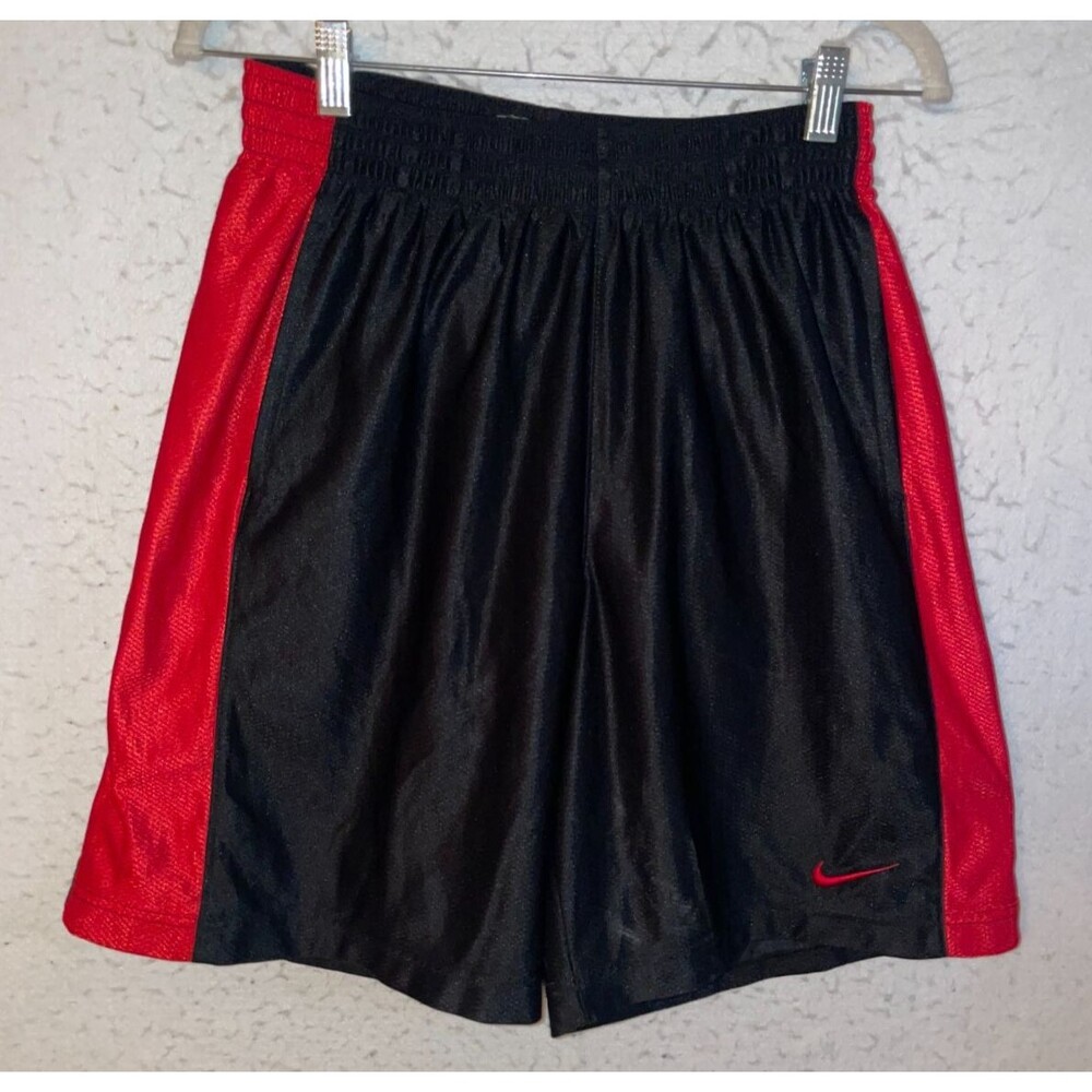 Nike Shorts Mens sz M Red Black Workout Gym 10" Inseam Workout Dri Fit Athletic